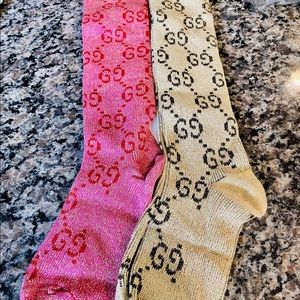 GG Lamé pink & red shimmering long socks